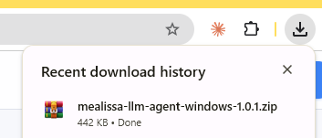 Browser showing the completed Windows agent download